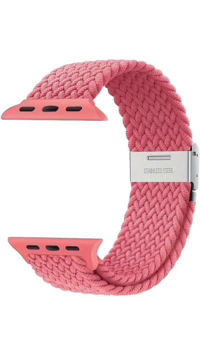 Bracelet en nylon &eacute;lastique tress&eacute; avec des sangles extensibles pour Apple Watch - Rose - Apple Watch 38/40/41/42 mm