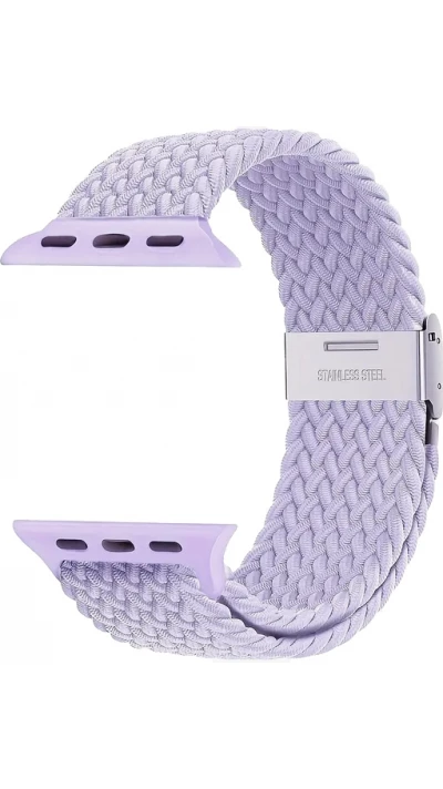 Bracelet en nylon &eacute;lastique tress&eacute; avec des sangles extensibles pour Apple Watch - Violet clair - Apple Watch 38/40/41/42 mm
