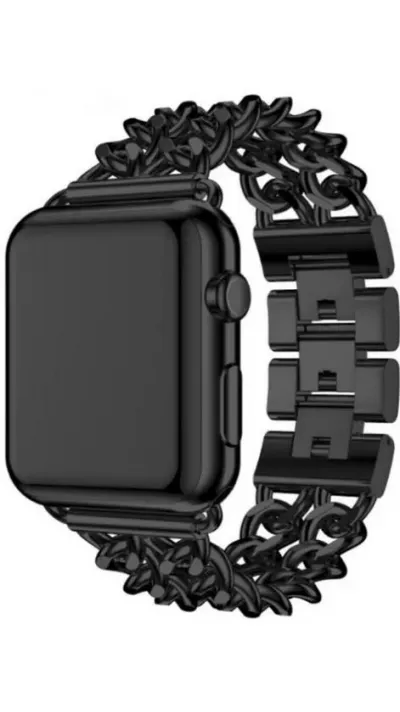 Bracelet luxueux en acier affiné avec fermoir invisible - Noir - Apple Watch 38/40/41/42 mm