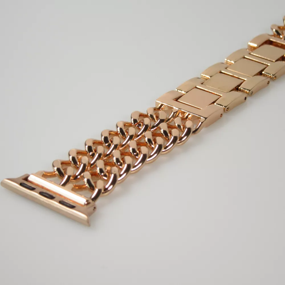 Bracelet luxueux en acier affiné avec fermoir invisible - Or rose - Apple Watch 38/40/41/42 mm