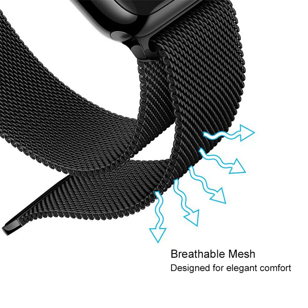Bracelet milanais en acier noir - Apple Watch 44/45/46/49 mm