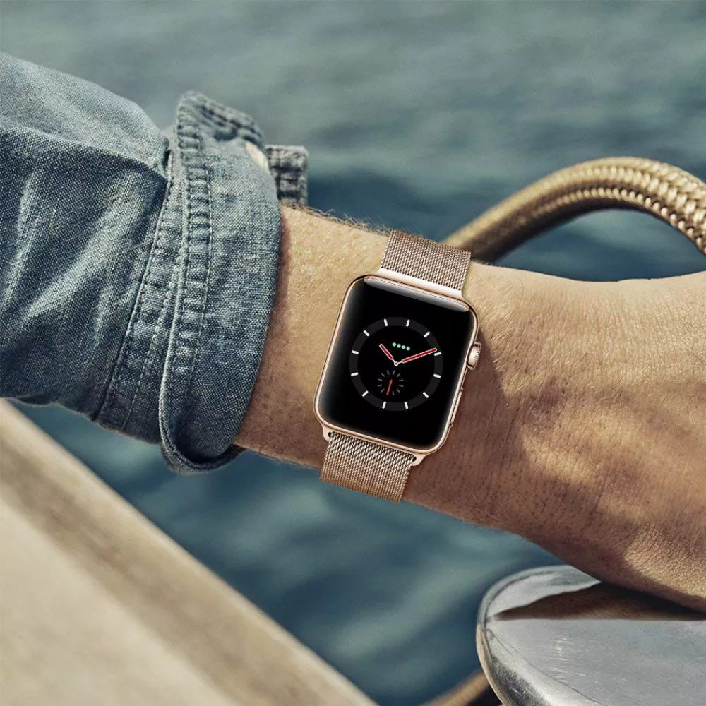 Bracelet milanais en acier or vintage - Apple Watch 44/45/46/49 mm