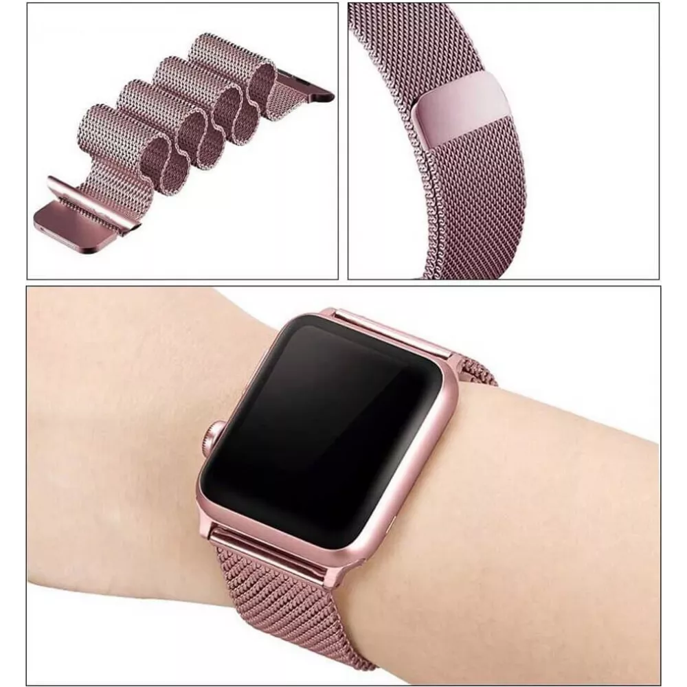 Bracelet milanais en acier rose - Apple Watch 44/45/46/49 mm
