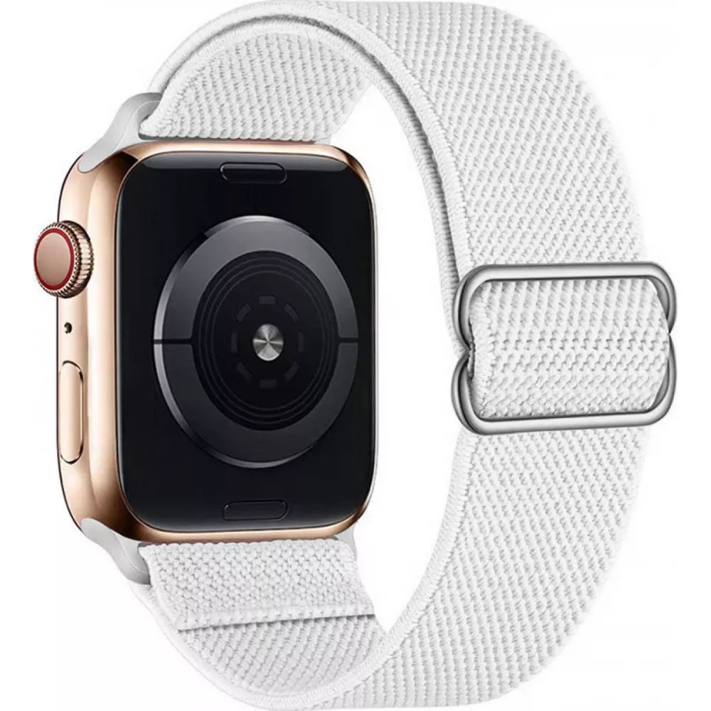 Bracelet nylon élastique sport, réglable, souple, lavable - Blanc - Apple Watch 44/45/46/49 mm