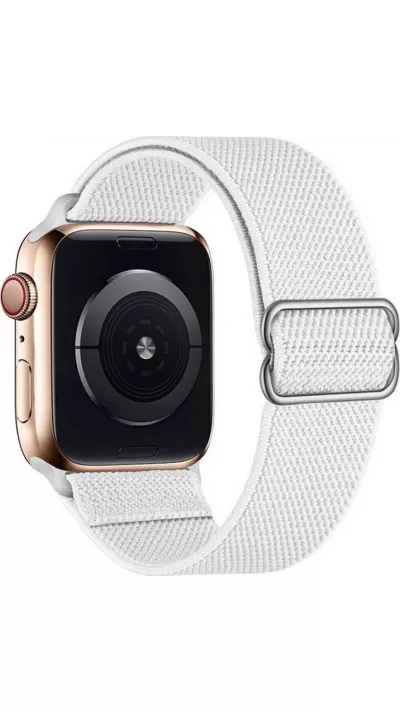Bracelet nylon élastique sport, réglable, souple, lavable - Blanc - Apple Watch 44/45/46/49 mm