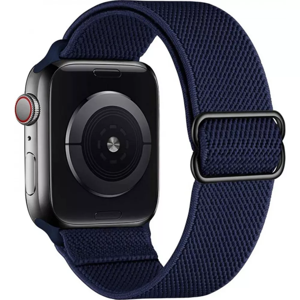 Bracelet nylon élastique sport, réglable, souple, lavable - Bleu foncé - Apple Watch 44/45/46/49 mm