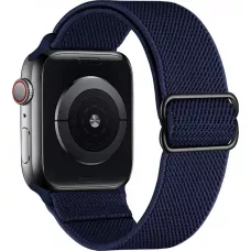 Bracelet nylon élastique sport, réglable, souple, lavable - Bleu foncé - Apple Watch 44/45/46/49 mm