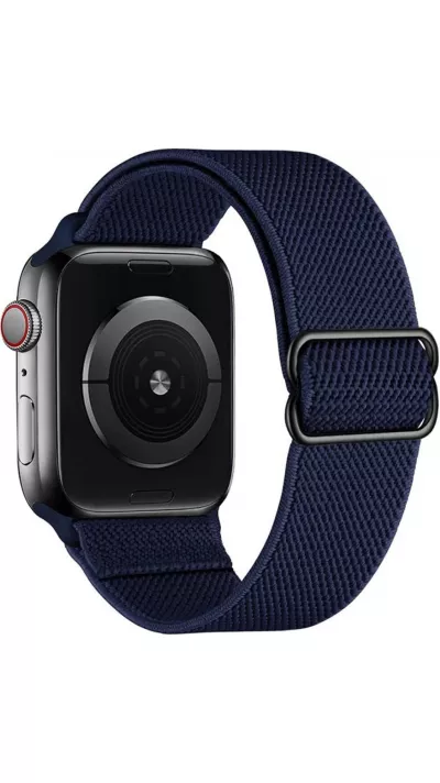 Bracelet nylon élastique sport, réglable, souple, lavable - Bleu foncé - Apple Watch 44/45/46/49 mm