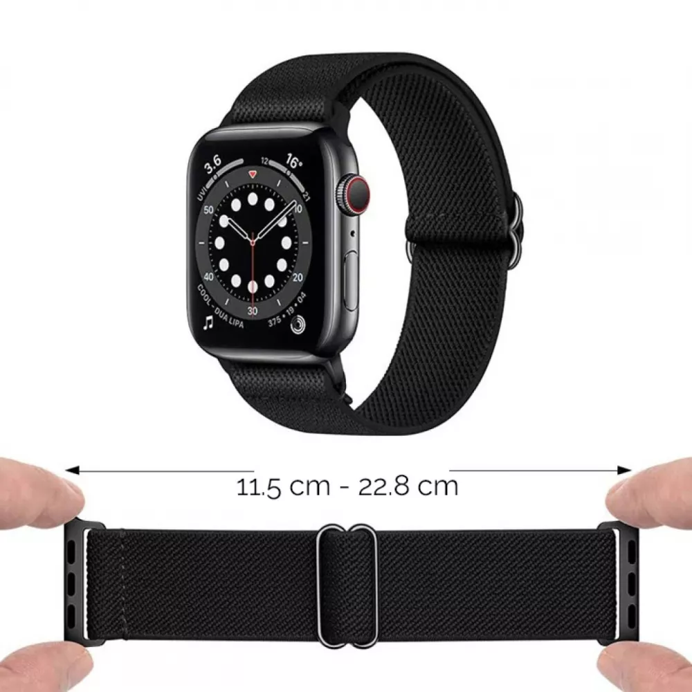 Bracelet nylon élastique sport, réglable, souple, lavable - Bleu foncé - Apple Watch 44/45/46/49 mm