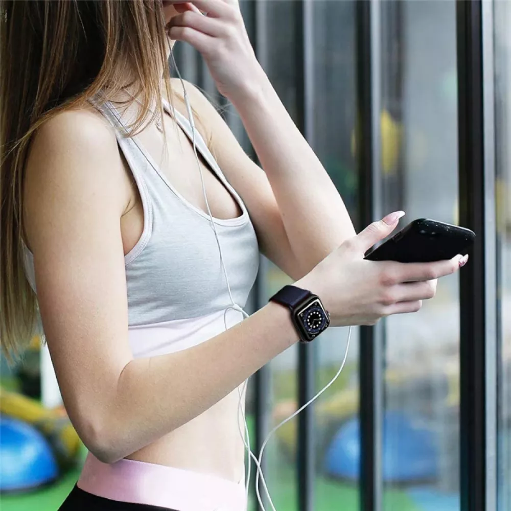 Bracelet nylon élastique sport, réglable, souple, lavable - Bleu foncé - Apple Watch 44/45/46/49 mm
