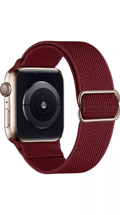 Bracelet nylon élastique sport, réglable, souple, lavable - Bordeau - Apple Watch 44/45/46/49 mm