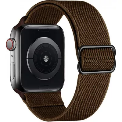 Bracelet nylon élastique sport, réglable, souple, lavable - Brun - Apple Watch 38/40/41/42 mm