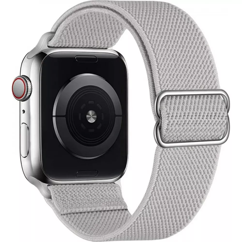 Bracelet nylon élastique sport, réglable, souple, lavable - Gris - Apple Watch 38/40/41/42 mm