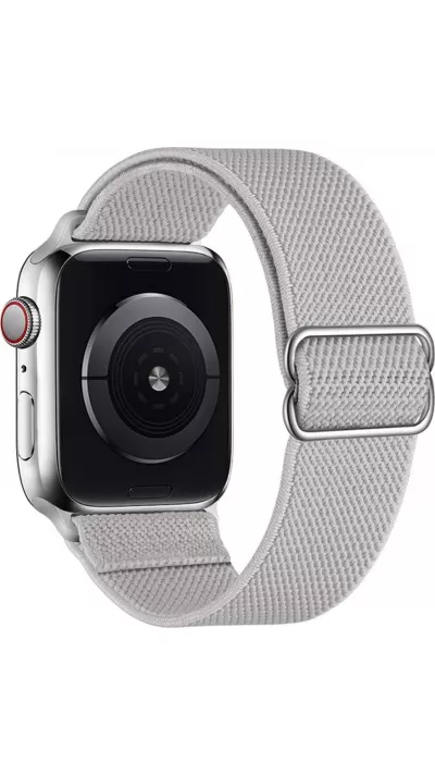 Bracelet nylon élastique sport, réglable, souple, lavable - Gris - Apple Watch 38/40/41/42 mm