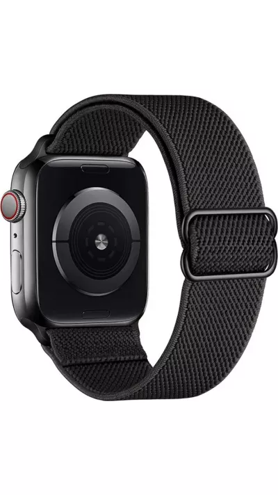 Bracelet nylon élastique sport, réglable, souple, lavable - Noir - Apple Watch 44/45/46/49 mm