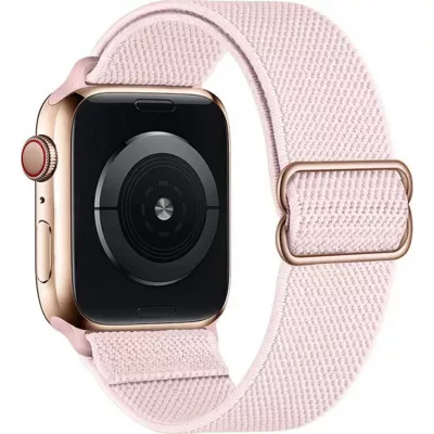 Bracelet nylon élastique sport, réglable, souple, lavable - Rose clair - Apple Watch 38/40/41/42 mm