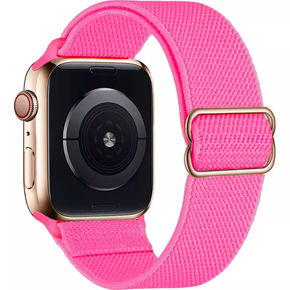 Bracelet nylon élastique sport, réglable, souple, lavable - Rose foncé - Apple Watch 44/45/46/49 mm