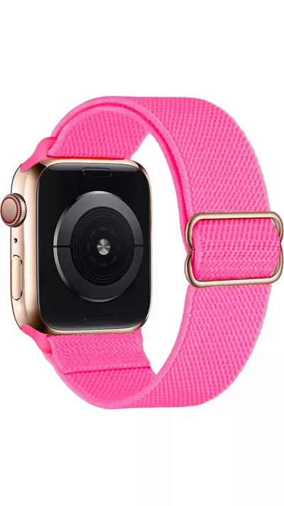 Bracelet nylon élastique sport, réglable, souple, lavable - Rose foncé - Apple Watch 44/45/46/49 mm