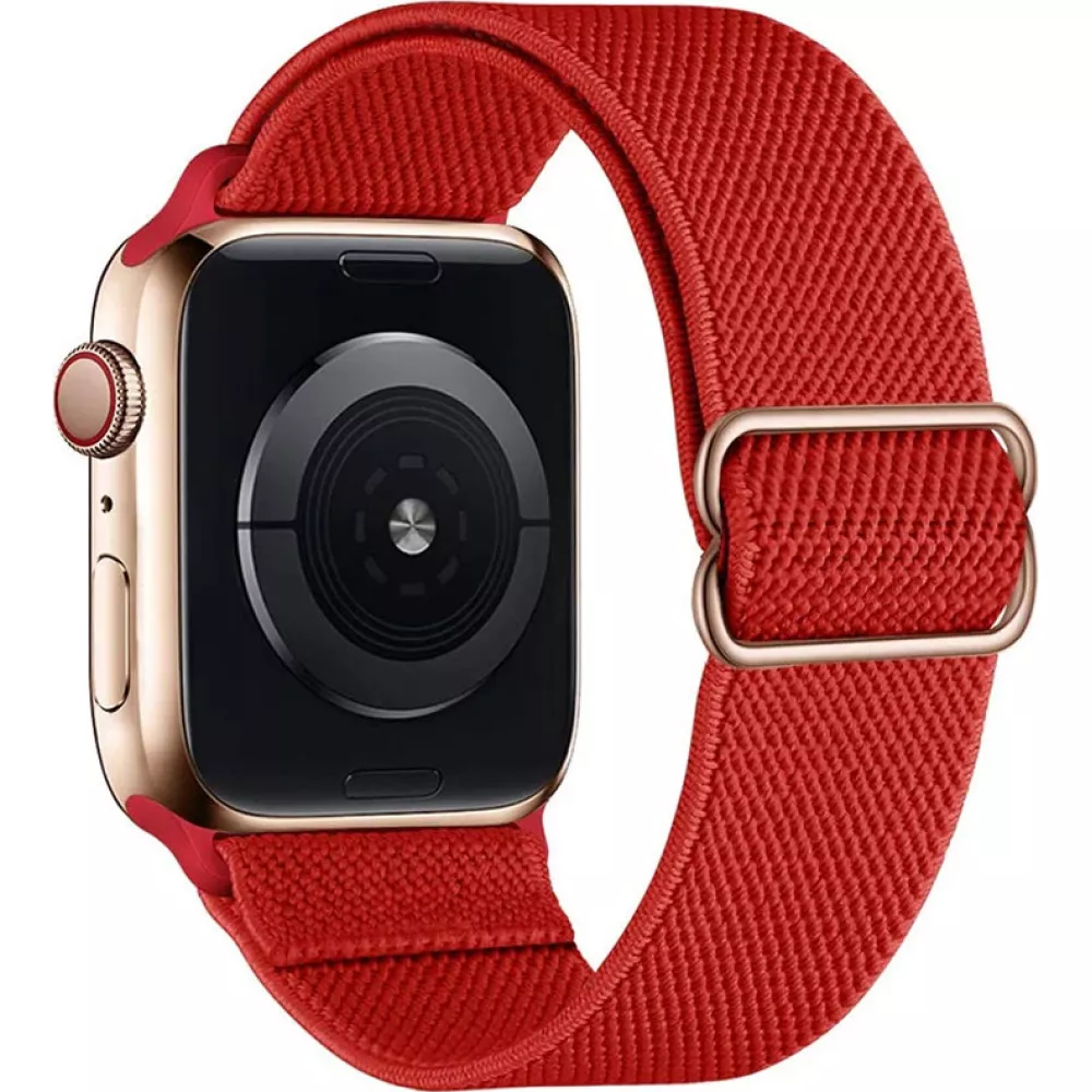 Bracelet nylon élastique sport, réglable, souple, lavable - Rouge - Apple Watch 44/45/46/49 mm
