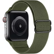 Bracelet nylon élastique sport, réglable, souple, lavable - Vert foncé - Apple Watch 44/45/46/49 mm