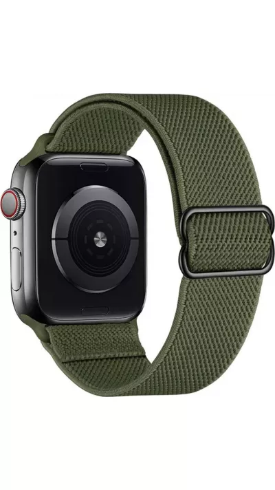 Bracelet nylon élastique sport, réglable, souple, lavable - Vert foncé - Apple Watch 44/45/46/49 mm