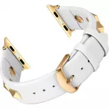 Bracelet punk en cuir véritable taille ajustable - Blanc - Apple Watch 38/40/41/42 mm
