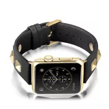 Punkarmband aus echtem Leder, größenverstellbar - Schwarz - Apple Watch 38/40/41/42 mm