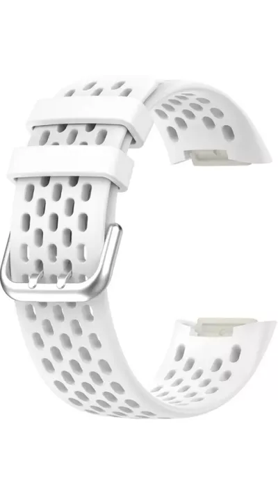 Bracelet silicone Fitbit Charge 5 / 6 SPORTY - Taille universelle - Blanc