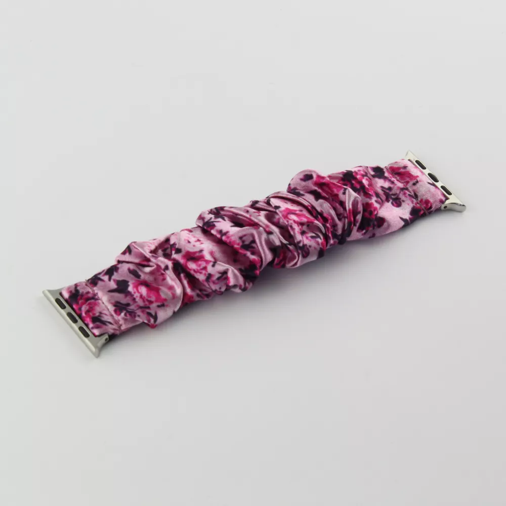 Blumen scrunchies Stoffarmband rosa - Apple Watch 38/40/41/42 mm