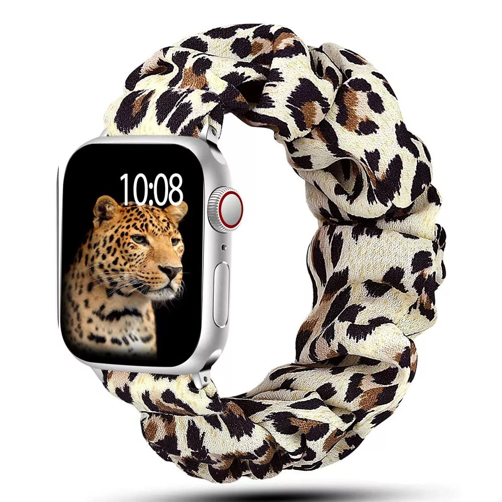Bracelet tissu chouchous léopard - Apple Watch 44/45/46/49 mm