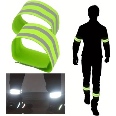 Brassards réfléchissants Haute Visibilité (pack de 2) Sangles de Sécurité en Nylon pour vélo/course/marche