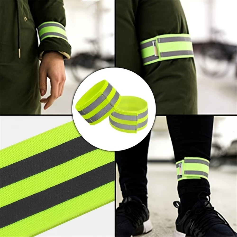 Brassards réfléchissants Haute Visibilité (pack de 2) Sangles de Sécurité en Nylon pour vélo/course/marche