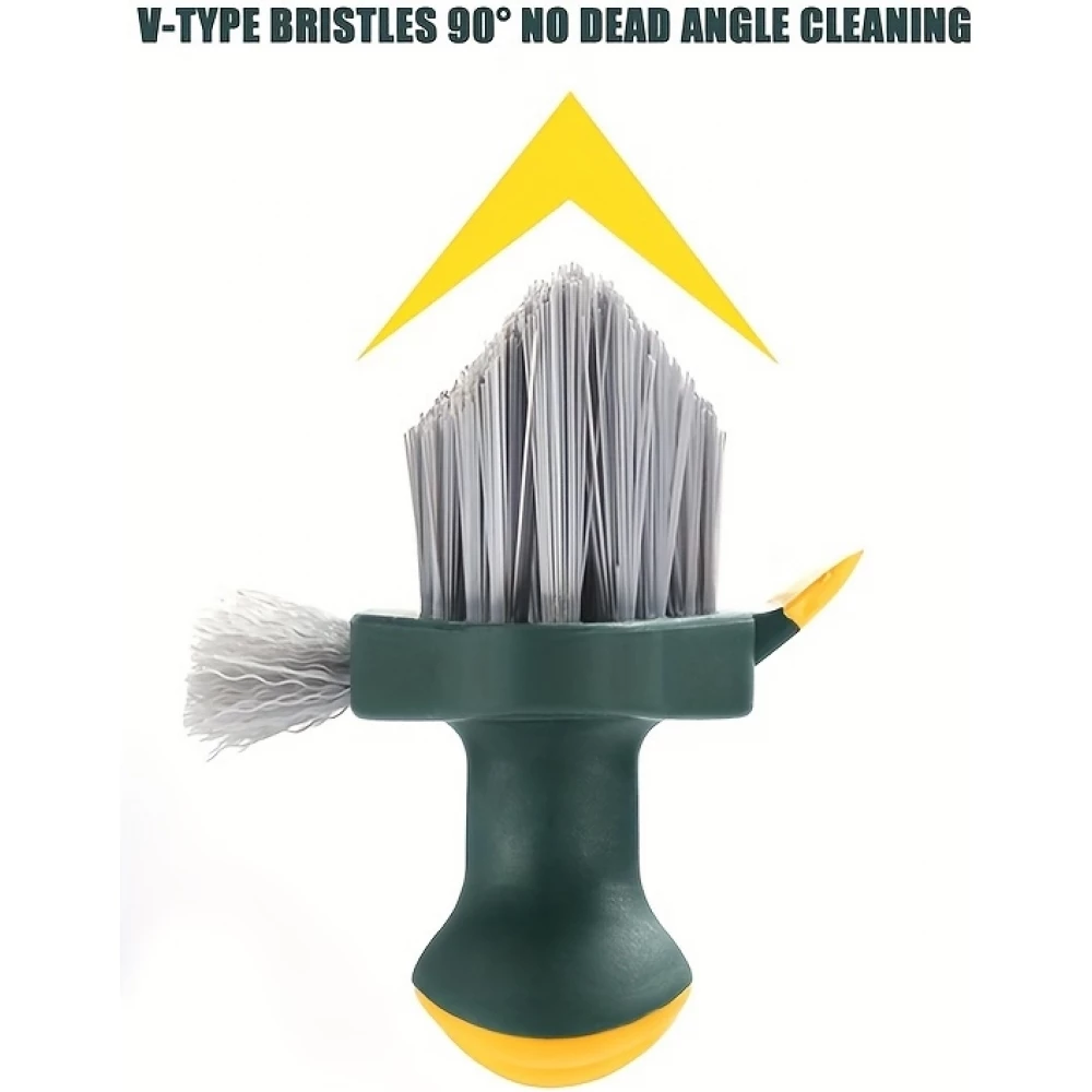 Brosse de nettoyage fen&ecirc;tres et sols 4 en 1 avec manche pratique pour cuisine/WC/salon - Vert