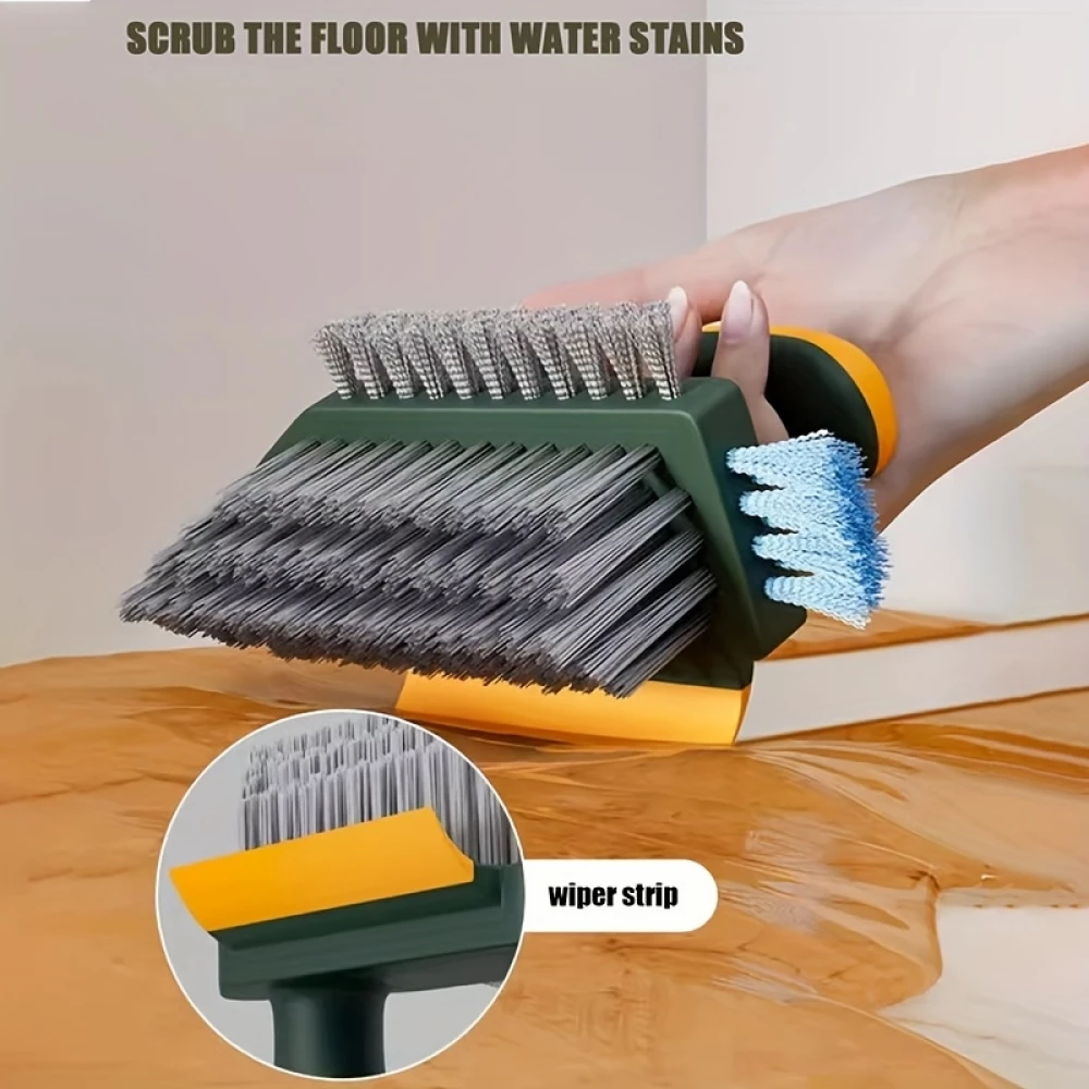 Brosse de nettoyage fen&ecirc;tres et sols 4 en 1 avec manche pratique pour cuisine/WC/salon - Vert