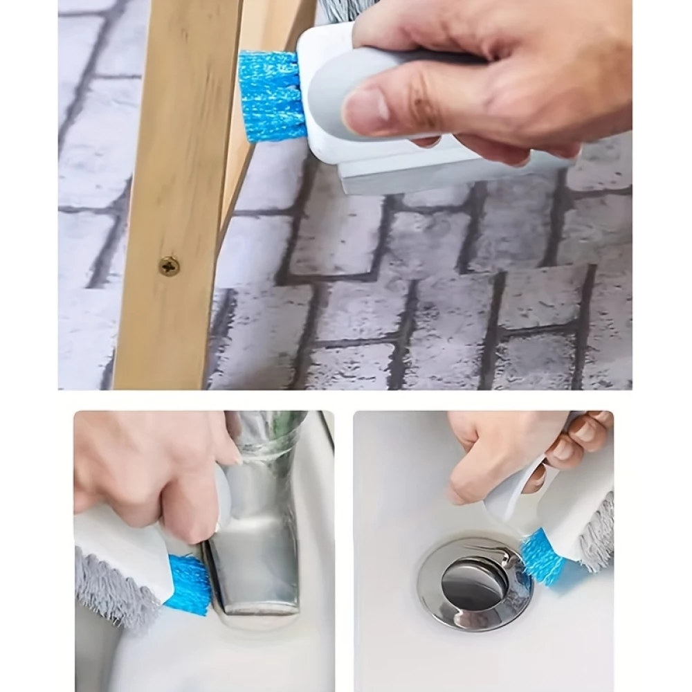 Brosse de nettoyage fen&ecirc;tres et sols 4 en 1 avec manche pratique pour cuisine/WC/salon - Vert
