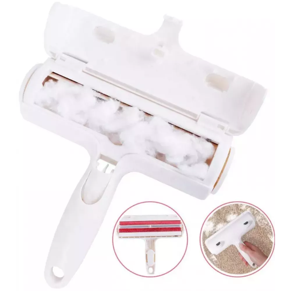 Brosse rouleau ramasse poils d'animaux / attrape peluche - Blanc