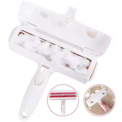 Brosse rouleau ramasse poils d'animaux / attrape peluche - Blanc