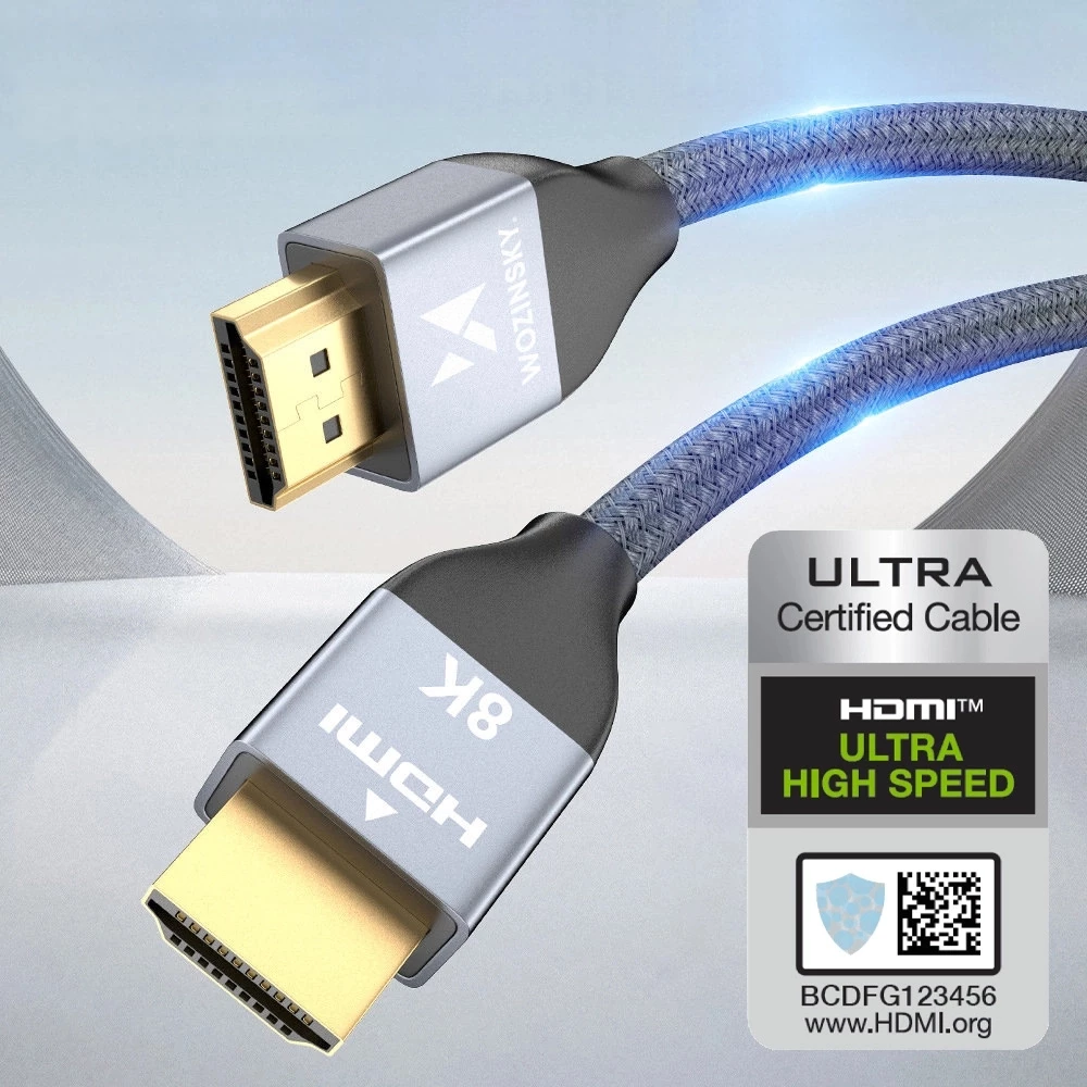 C&acirc;ble HDMI 2.1 8K 60 Hz 48 Gbps / 4K 120 Hz / 2K 144 Hz (3 m) Wozinsky - Argent