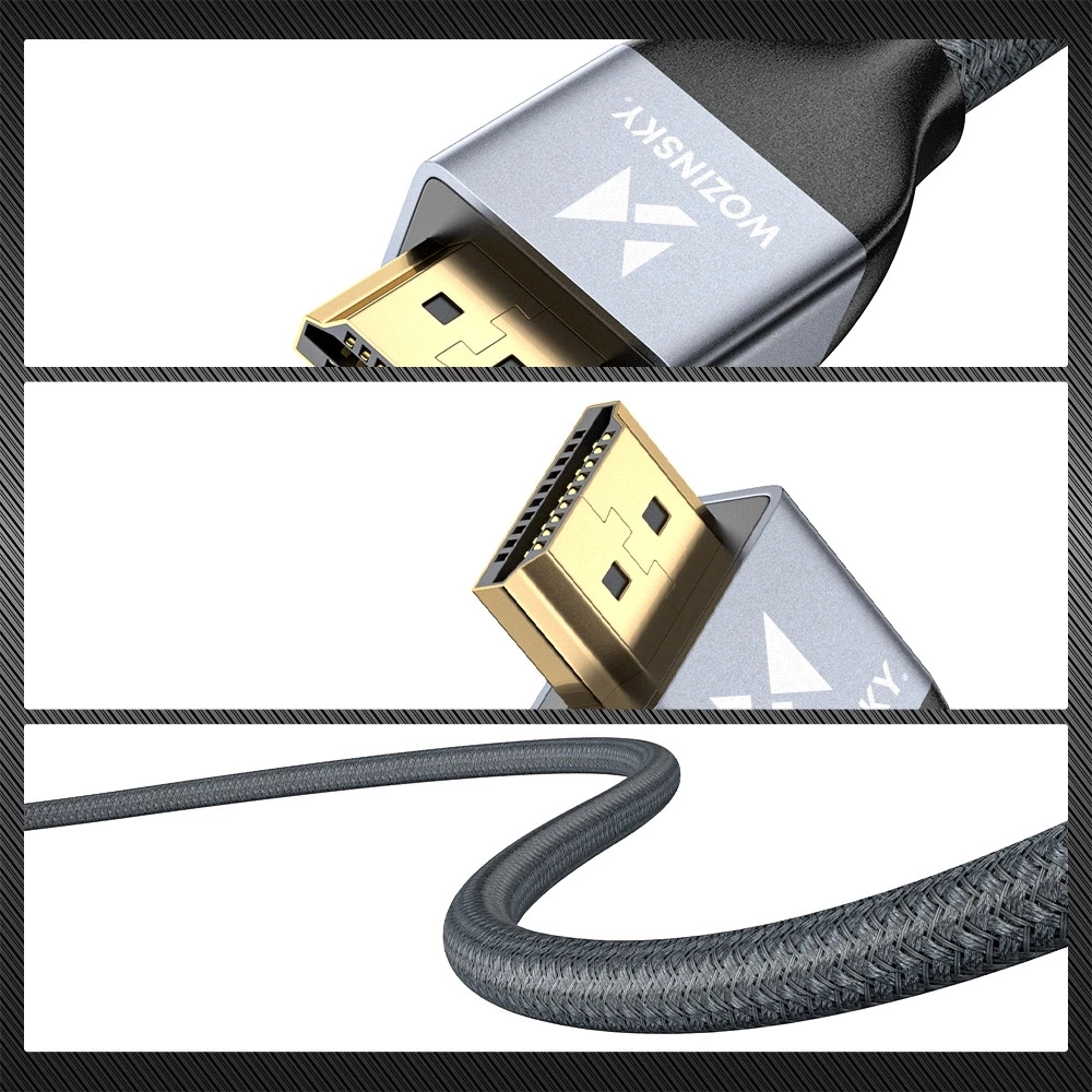 C&acirc;ble HDMI 2.1 8K 60 Hz 48 Gbps / 4K 120 Hz / 2K 144 Hz (3 m) Wozinsky - Argent