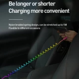 Câble USB-A vers USB-C extensible (jusqu'à 1m) en nylon tressé multicolore rainbow