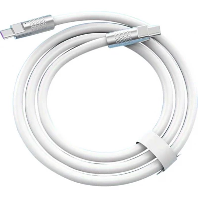 USB-C zu USB-C Ladekabel (2m) robust und bunt mit stylischem Kopf aus Aluminium - Weiss