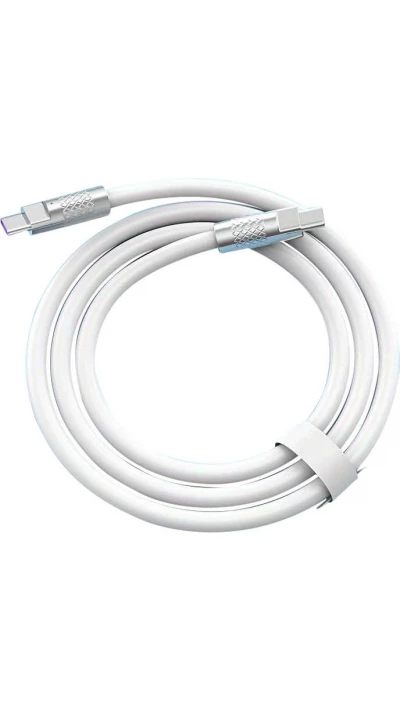 C&acirc;ble USB-C vers USB-C (2m) robuste et color&eacute; avec t&ecirc;te designen aluminium - Blanc