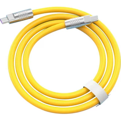 C&acirc;ble USB-C vers USB-C (2m) robuste et color&eacute; avec t&ecirc;te designen aluminium - Jaune