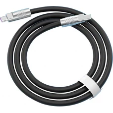 USB-C zu USB-C Ladekabel (2m) robust und bunt mit stylischem Kopf aus Aluminium - Schwarz