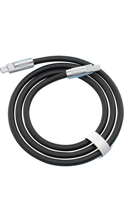 C&acirc;ble USB-C vers USB-C (2m) robuste et color&eacute; avec t&ecirc;te designen aluminium - Noir