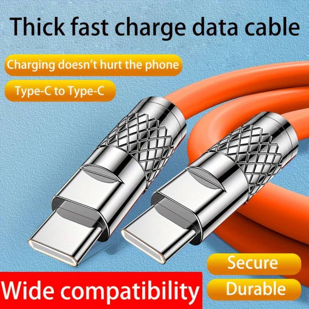 USB-C zu USB-C Ladekabel (2m) robust und bunt mit stylischem Kopf aus Aluminium - Schwarz