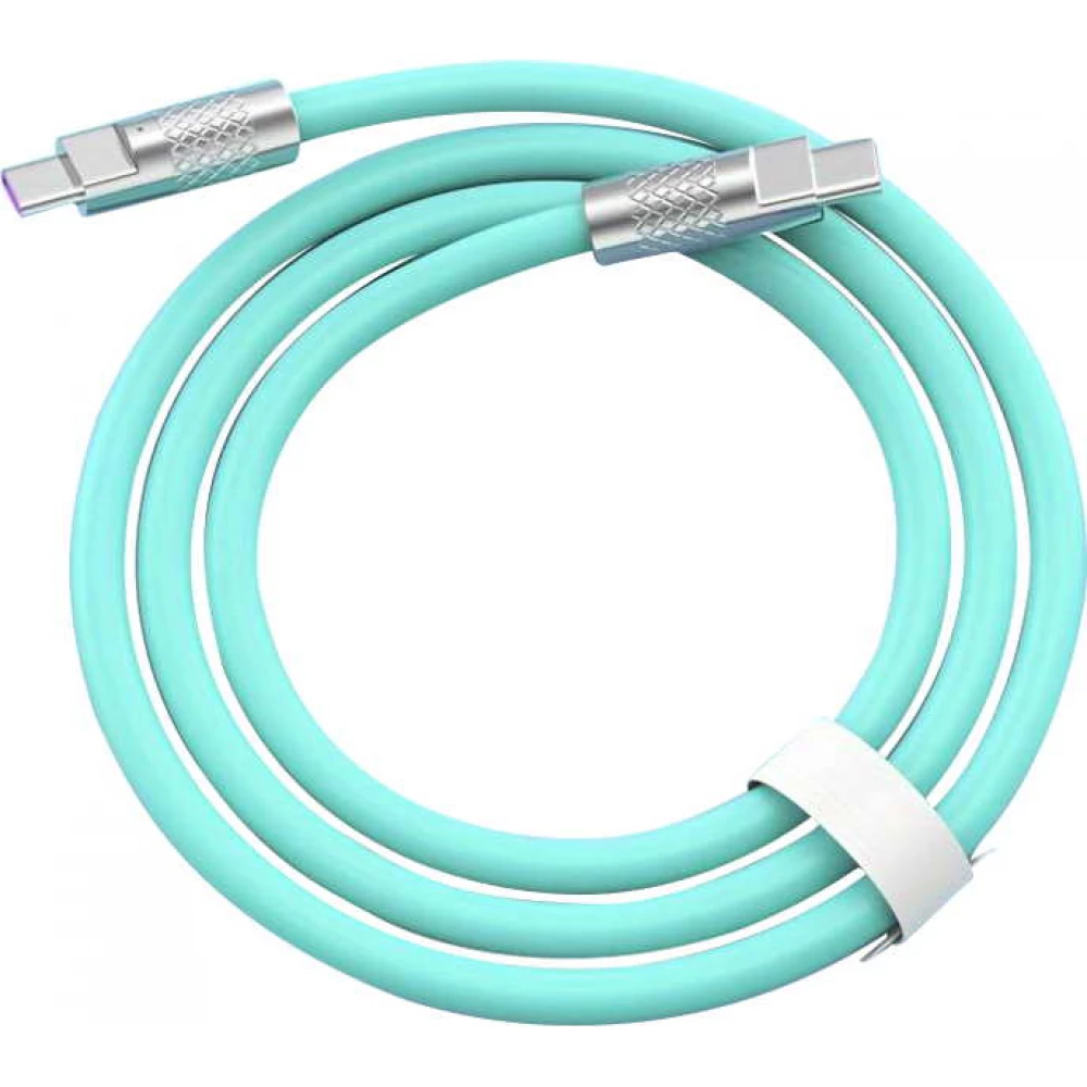 USB-C zu USB-C Ladekabel (2m) robust und bunt mit stylischem Kopf aus Aluminium - Mintgrün