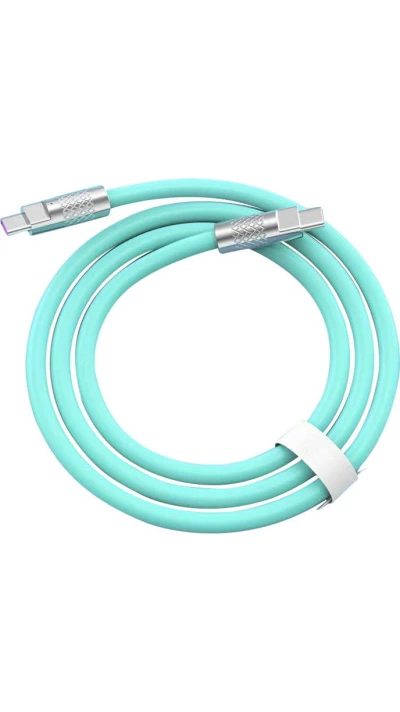 C&acirc;ble USB-C vers USB-C (2m) robuste et color&eacute; avec t&ecirc;te designen aluminium - Vert menthe