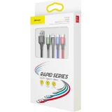 Câble USB 4 en 1 (1x Lightning, 2x USB-C, 1x Micro USB) tressé nylon 3.5A (1.2 m) - Noir