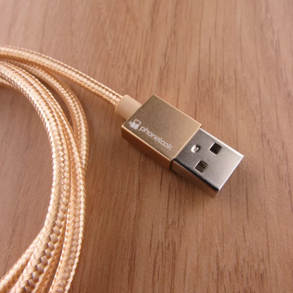 Ladekabel (1m) USB-A auf USB-C - Nylon PhoneLook - Gold